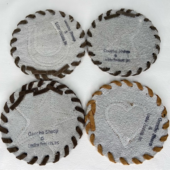 Western Leather Beverage Coasters Set of 4 - Picture 2 of 2
